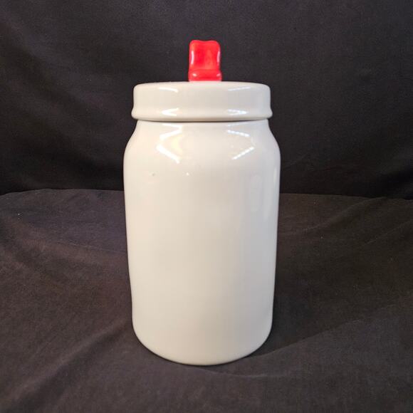 Rae Dunn Collection White Jar With Lid Red Heart Accent Valentines Canister - Picture 4 of 11